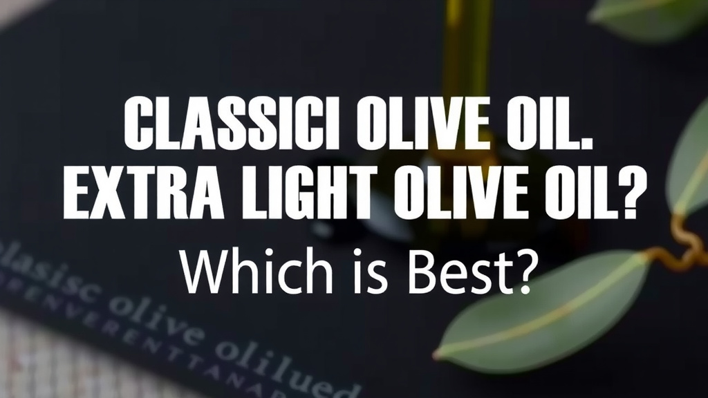 Classic Olive Oil vs. Extra Light Olive Oil: Which is Best
